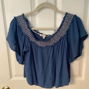Blue Off The Shoulder Crop Top